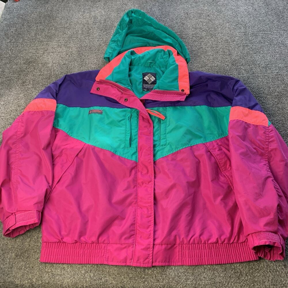 Vintage 90s Columbia Jacket Women’s XL Radial Sleeve Windbreaker Ski 100% Nylon